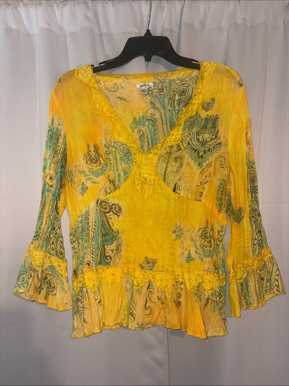 Jaipur Yellow Paisley Lace-Trim Blouse